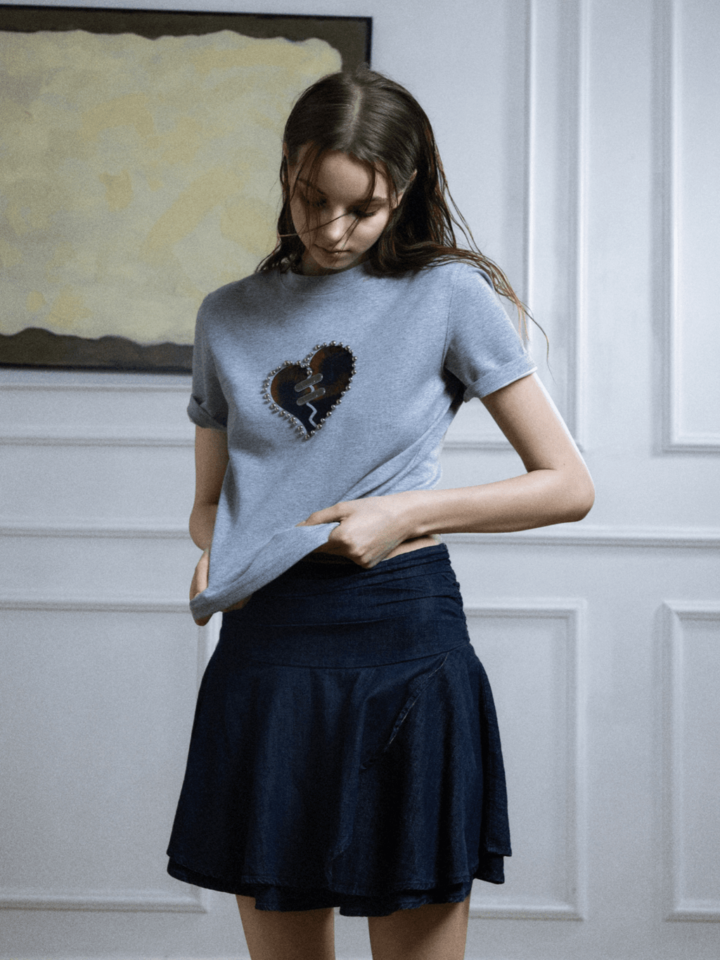 Metal Bead Heartbreak Embellished Fitted Tee - COPPING THREADS - ArguE CulturE