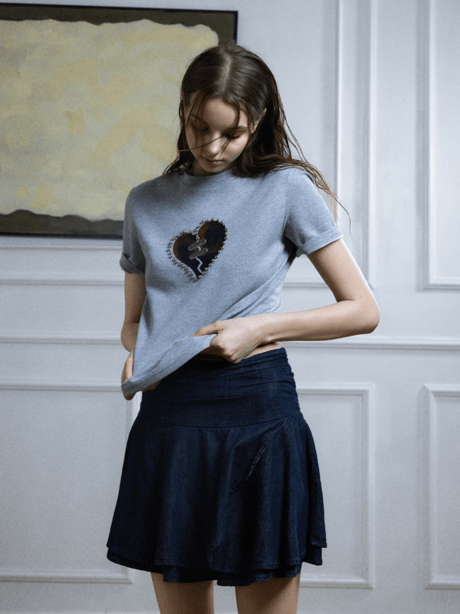 Metal Bead Heartbreak Embellished Fitted Tee - COPPING THREADS - ArguE CulturE