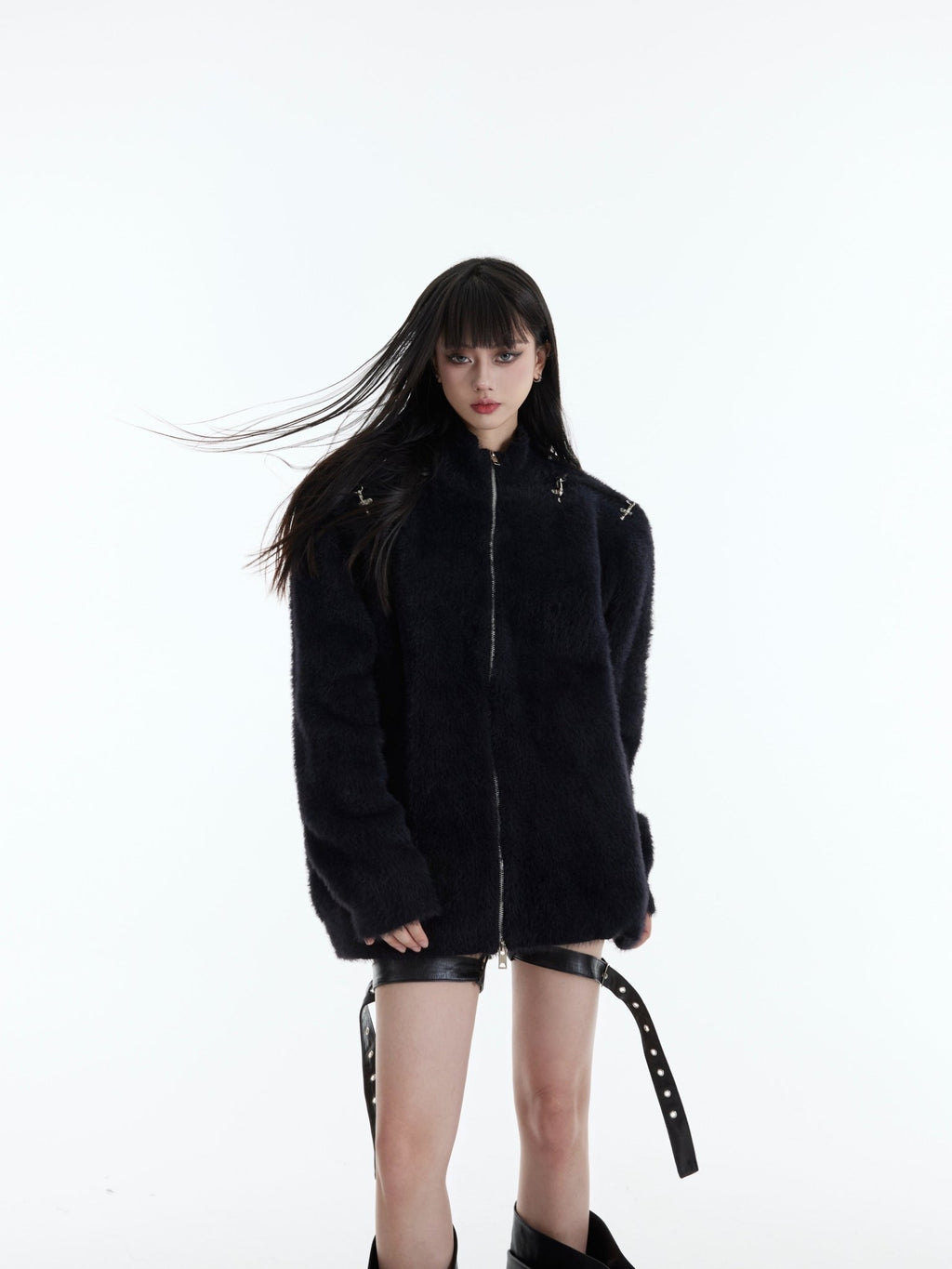 Metal Buckle Zip - Up Knit Cardigan Sweater - COPPING THREADS - CT Select