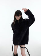 Metal Buckle Zip - Up Knit Cardigan Sweater - COPPING THREADS - CT Select