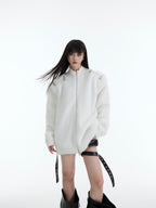 Metal Buckle Zip - Up Knit Cardigan Sweater - COPPING THREADS - CT Select