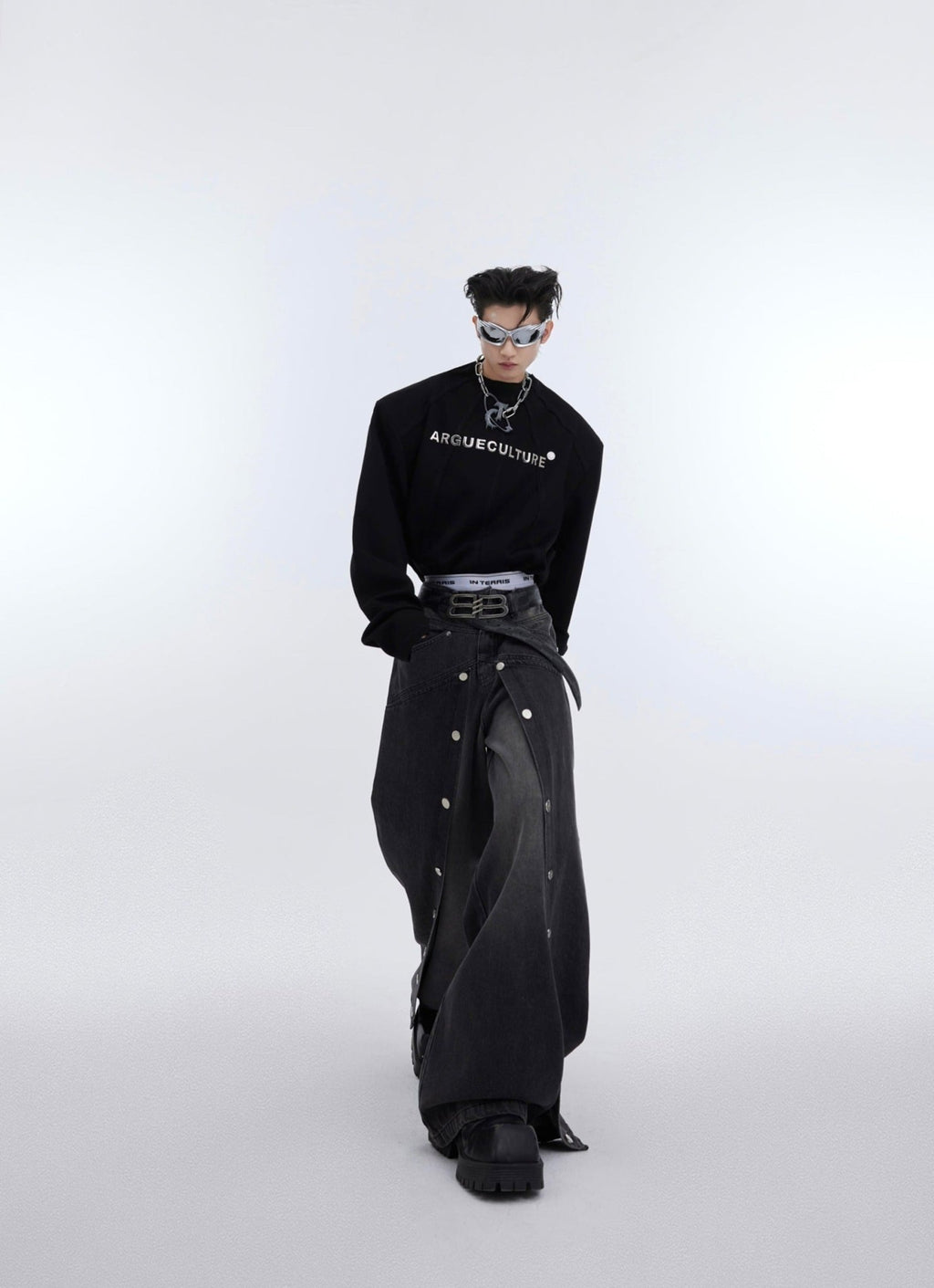 Metal Buckles Deconstructed Double - Layer Denim - COPPING THREADS - ArguE CulturE