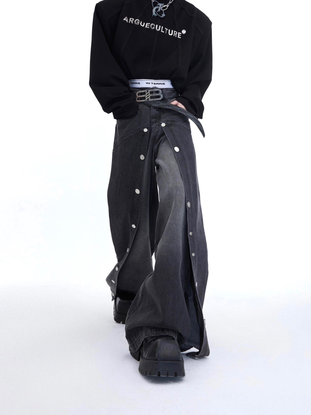 Metal Buckles Deconstructed Double - Layer Denim - COPPING THREADS - ArguE CulturE