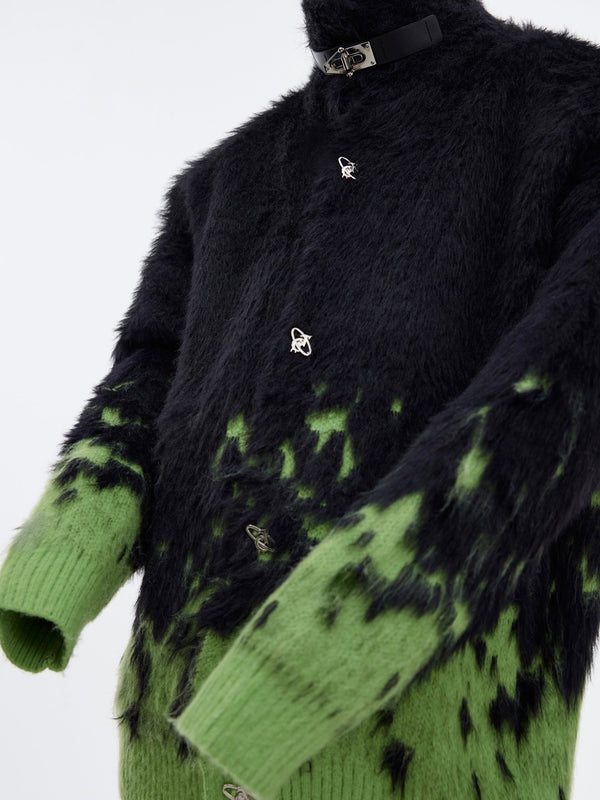 Metal Button Gradient Stand Collar Knit Sweater - COPPING THREADS - ArguE CulturE