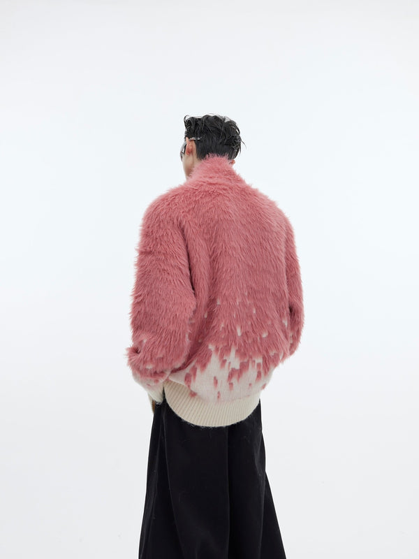 Metal Button Gradient Stand Collar Knit Sweater - COPPING THREADS - ArguE CulturE