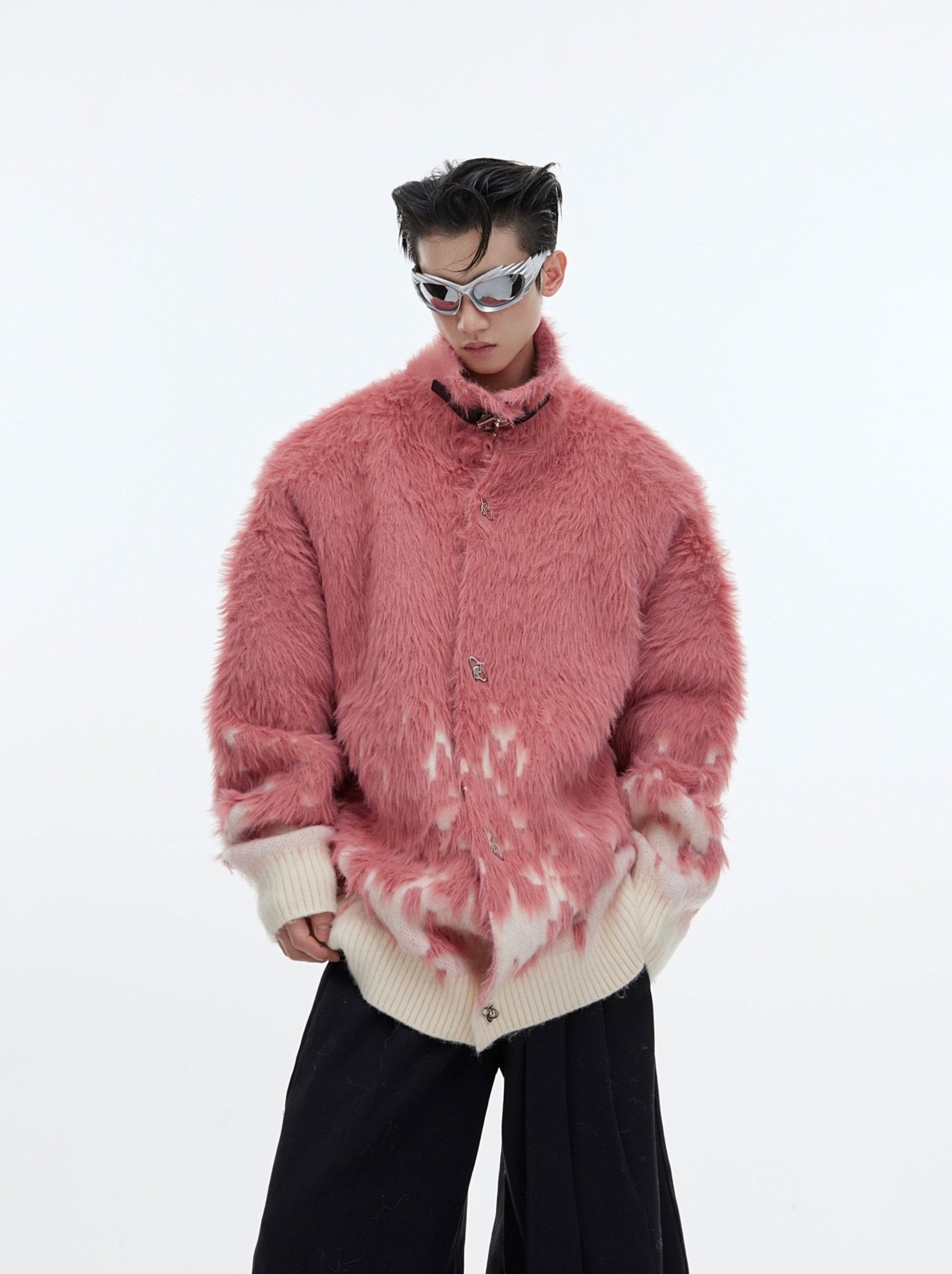 Metal Button Gradient Stand Collar Knit Sweater - COPPING THREADS - ArguE CulturE