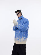 Metal Button Gradient Stand Collar Knit Sweater - COPPING THREADS - ArguE CulturE