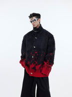 Metal Button Gradient Stand Collar Knit Sweater - COPPING THREADS - ArguE CulturE