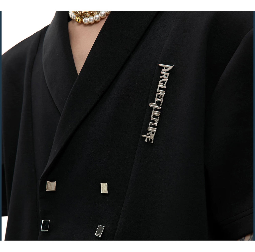 Metal-Detail Padded-Shoulder Top and Pleated Pants Set - COPPING THREADS - Argue Culture