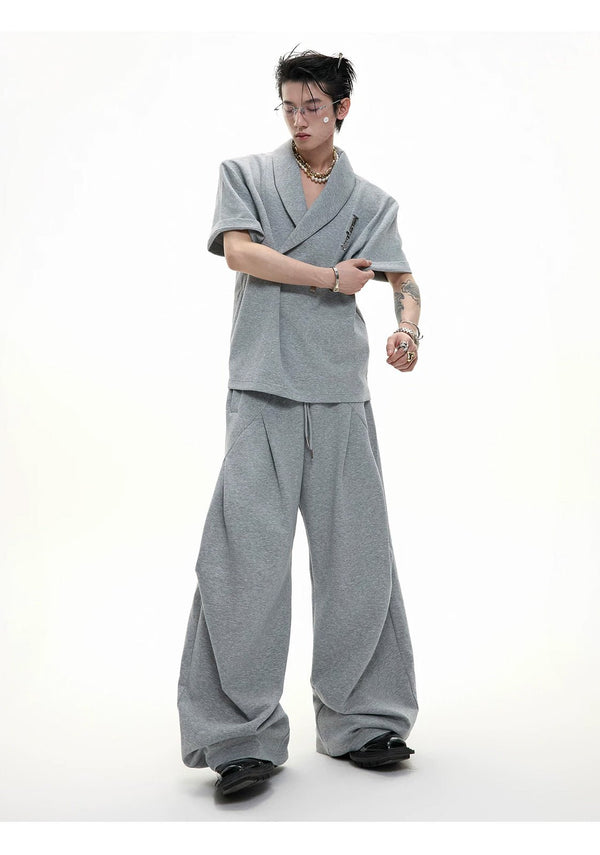 Metal-Detail Padded-Shoulder Top and Pleated Pants Set - COPPING THREADS - Argue Culture
