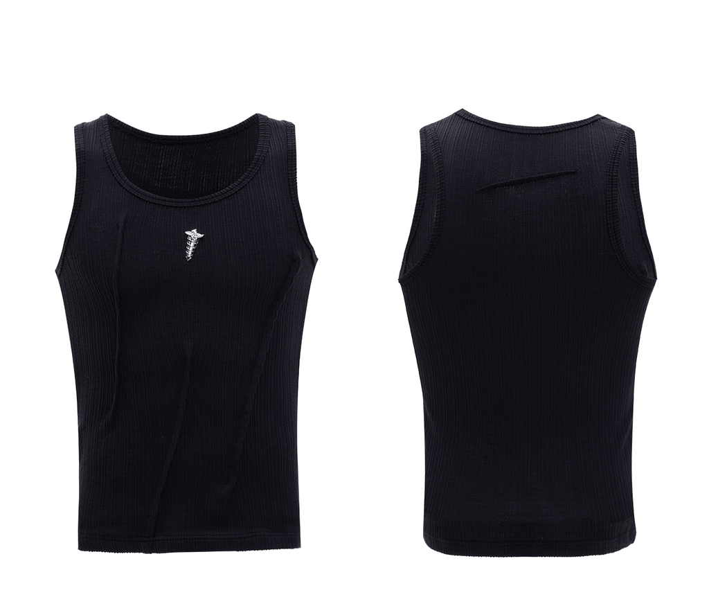 Metal Detail Ribbed U - Neck Tank Top - COPPING THREADS - ArguE CulturE