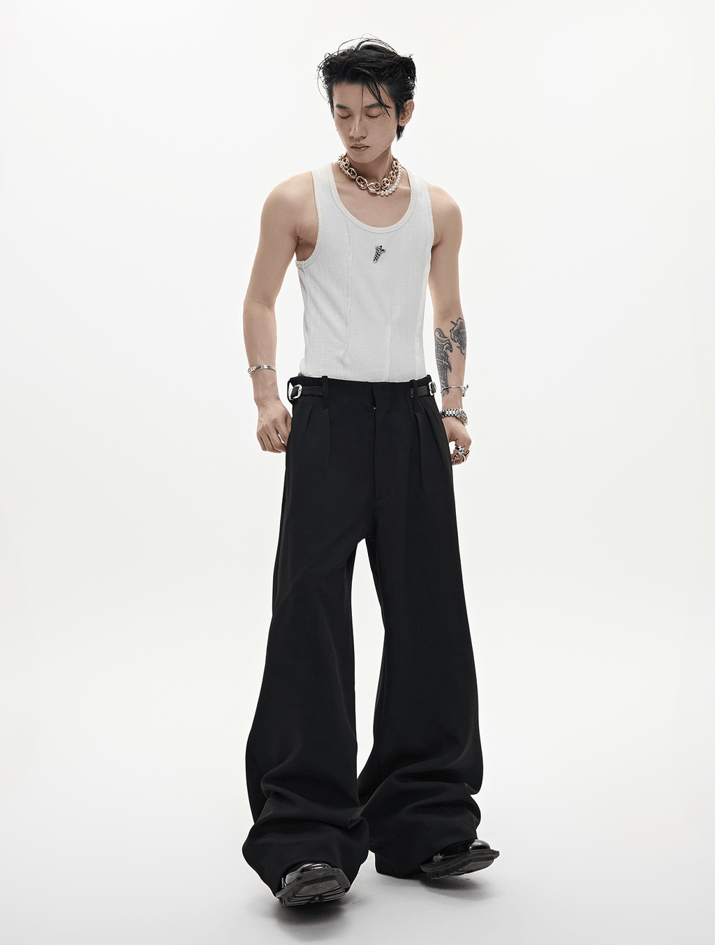 Metal Detail Ribbed U - Neck Tank Top - COPPING THREADS - ArguE CulturE