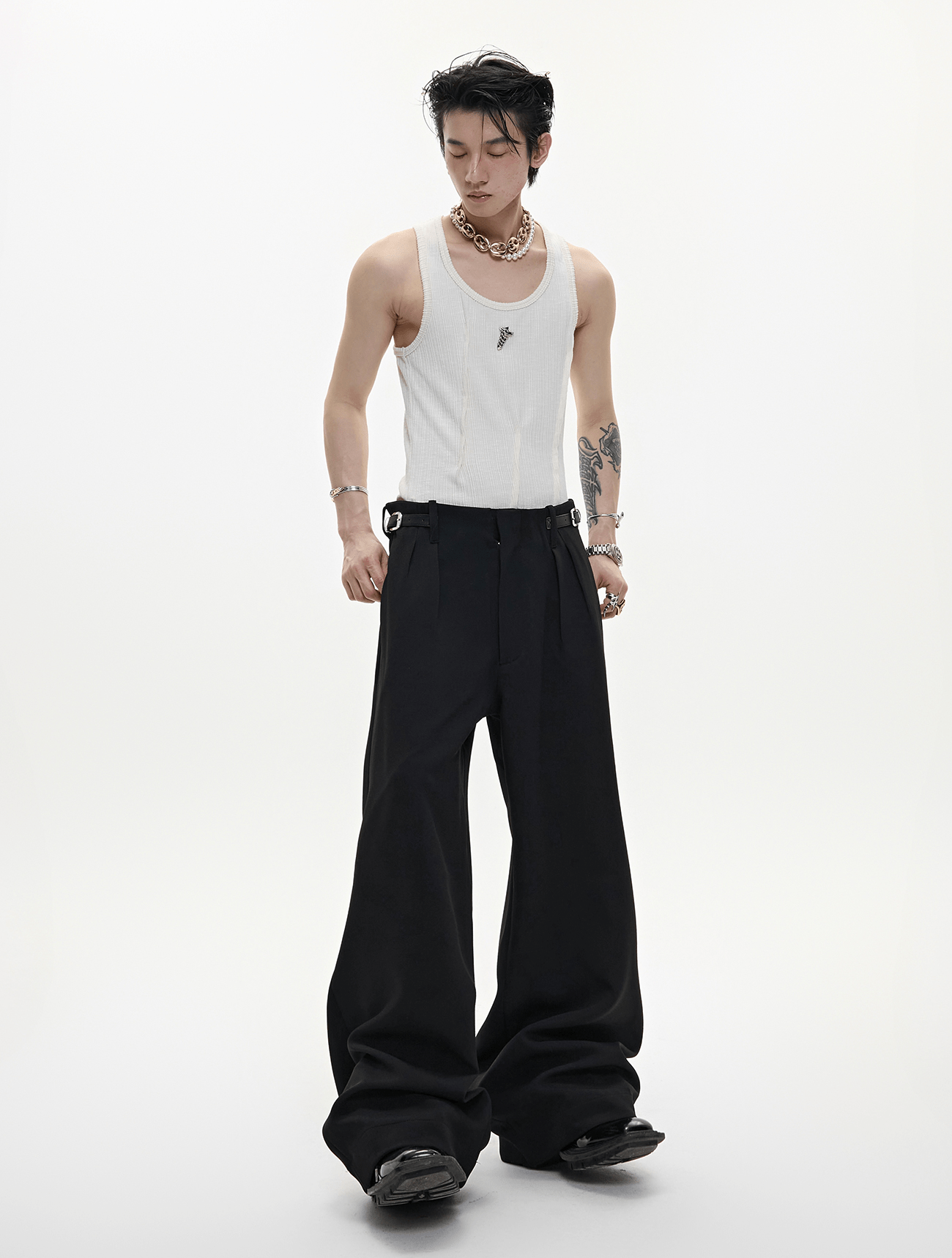 Metal Detail Ribbed U - Neck Tank Top - COPPING THREADS - ArguE CulturE