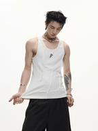 Metal Detail Ribbed U - Neck Tank Top - COPPING THREADS - ArguE CulturE