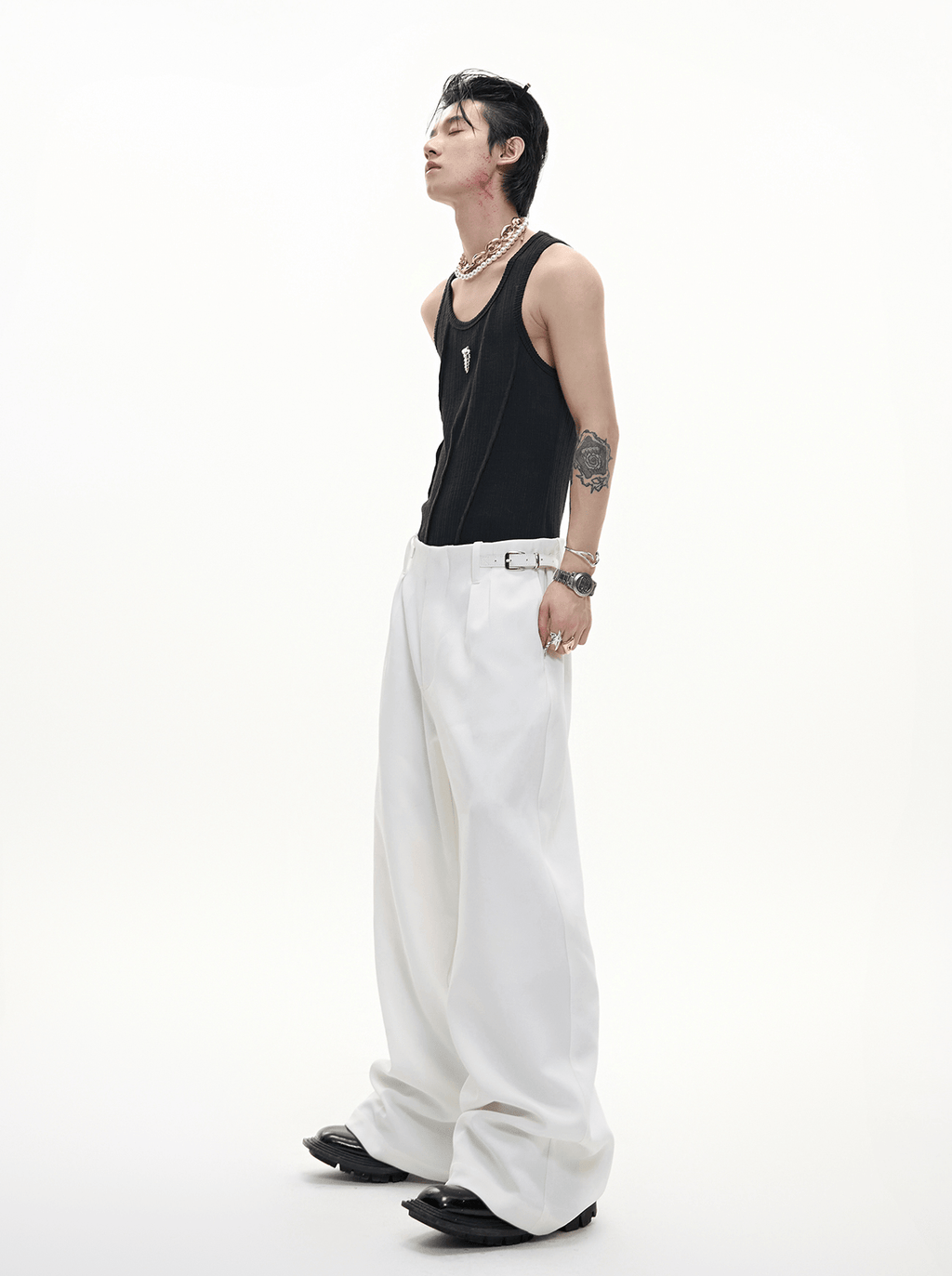 Metal Detail Ribbed U - Neck Tank Top - COPPING THREADS - ArguE CulturE