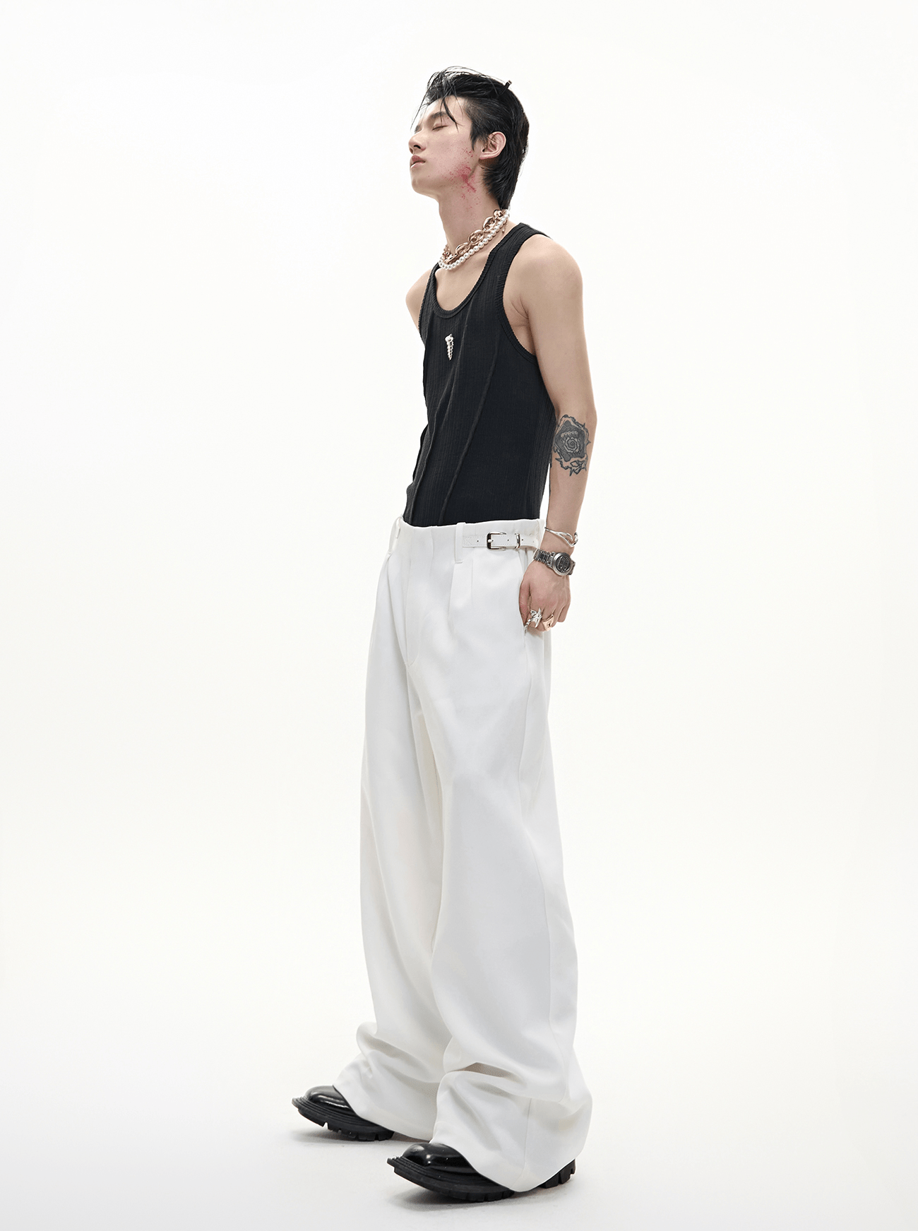 Metal Detail Ribbed U - Neck Tank Top - COPPING THREADS - ArguE CulturE