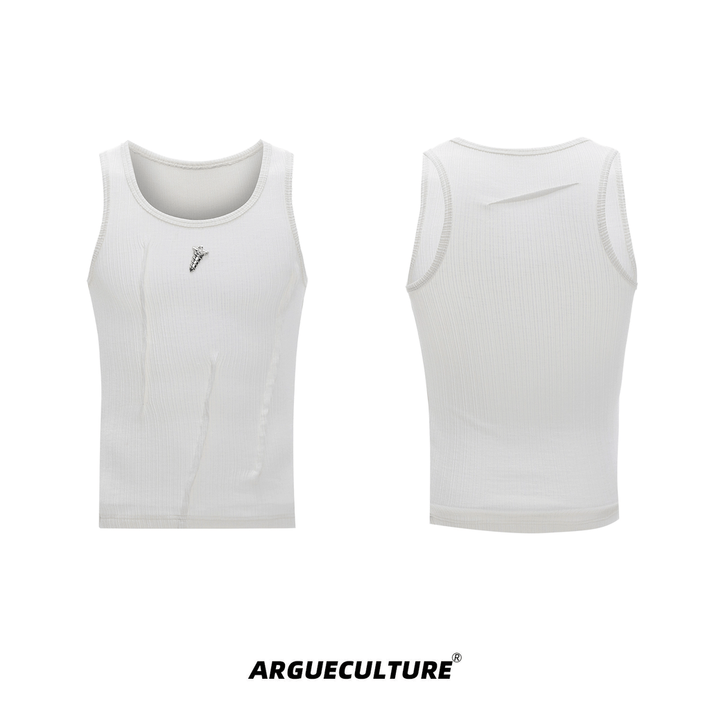 Metal Detail Ribbed U - Neck Tank Top - COPPING THREADS - ArguE CulturE