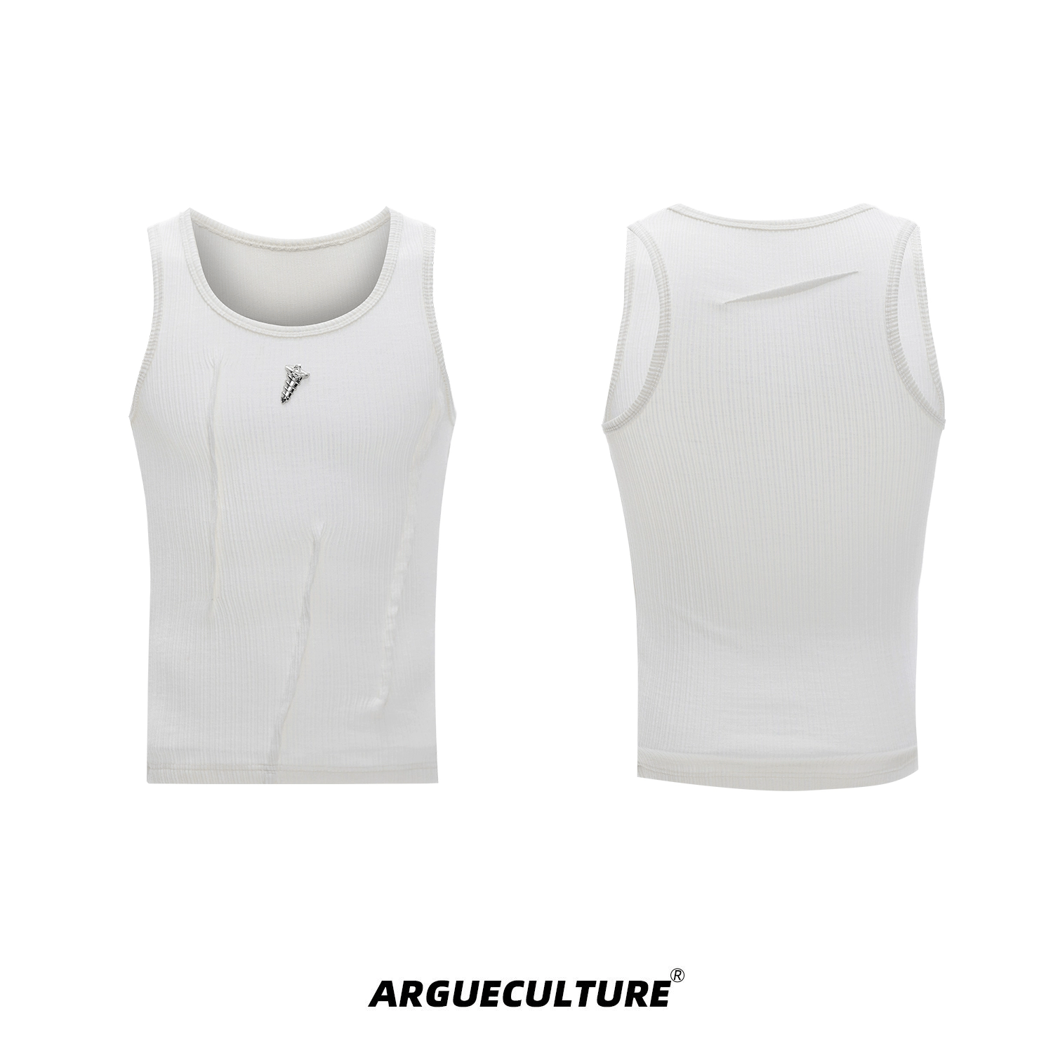 Metal Detail Ribbed U - Neck Tank Top - COPPING THREADS - ArguE CulturE