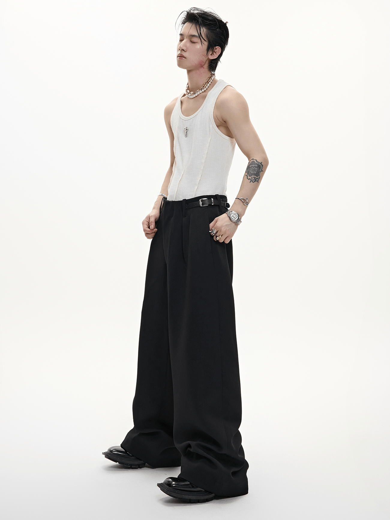 Metal Detail Ribbed U - Neck Tank Top - COPPING THREADS - ArguE CulturE