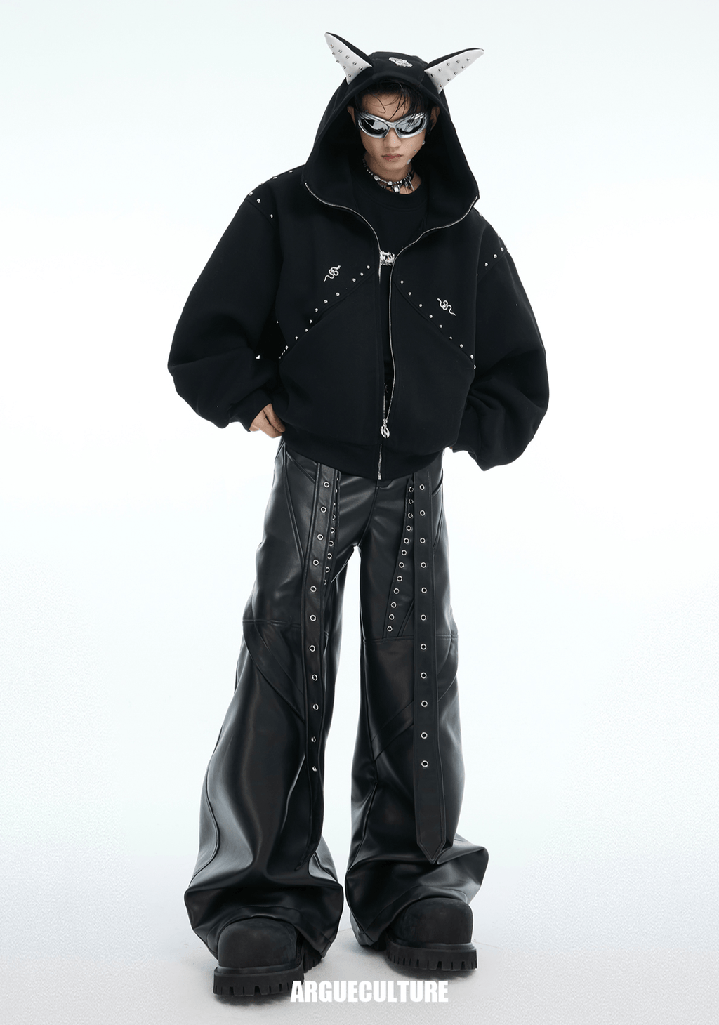 Metal Studded Winged Seams Oversized Hoodie - COPPING THREADS - ArguE CulturE