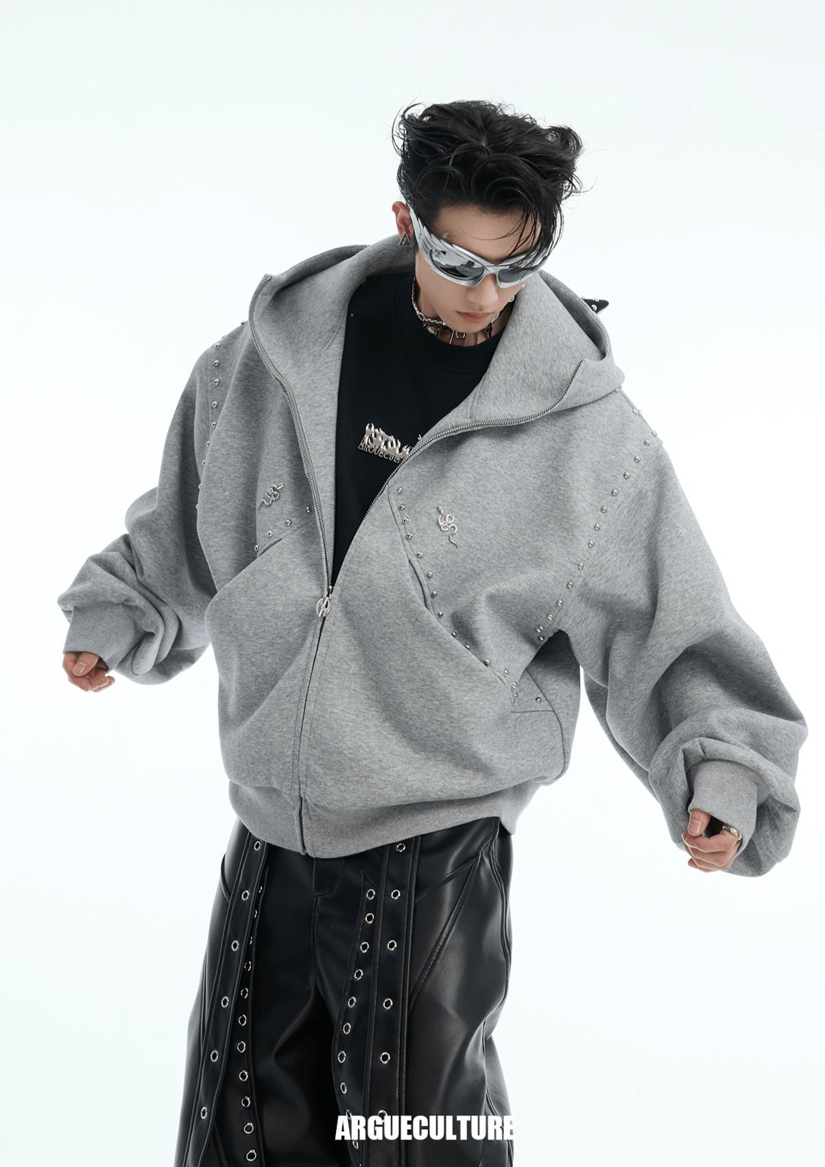 Metal Studded Winged Seams Oversized Hoodie - COPPING THREADS - ArguE CulturE