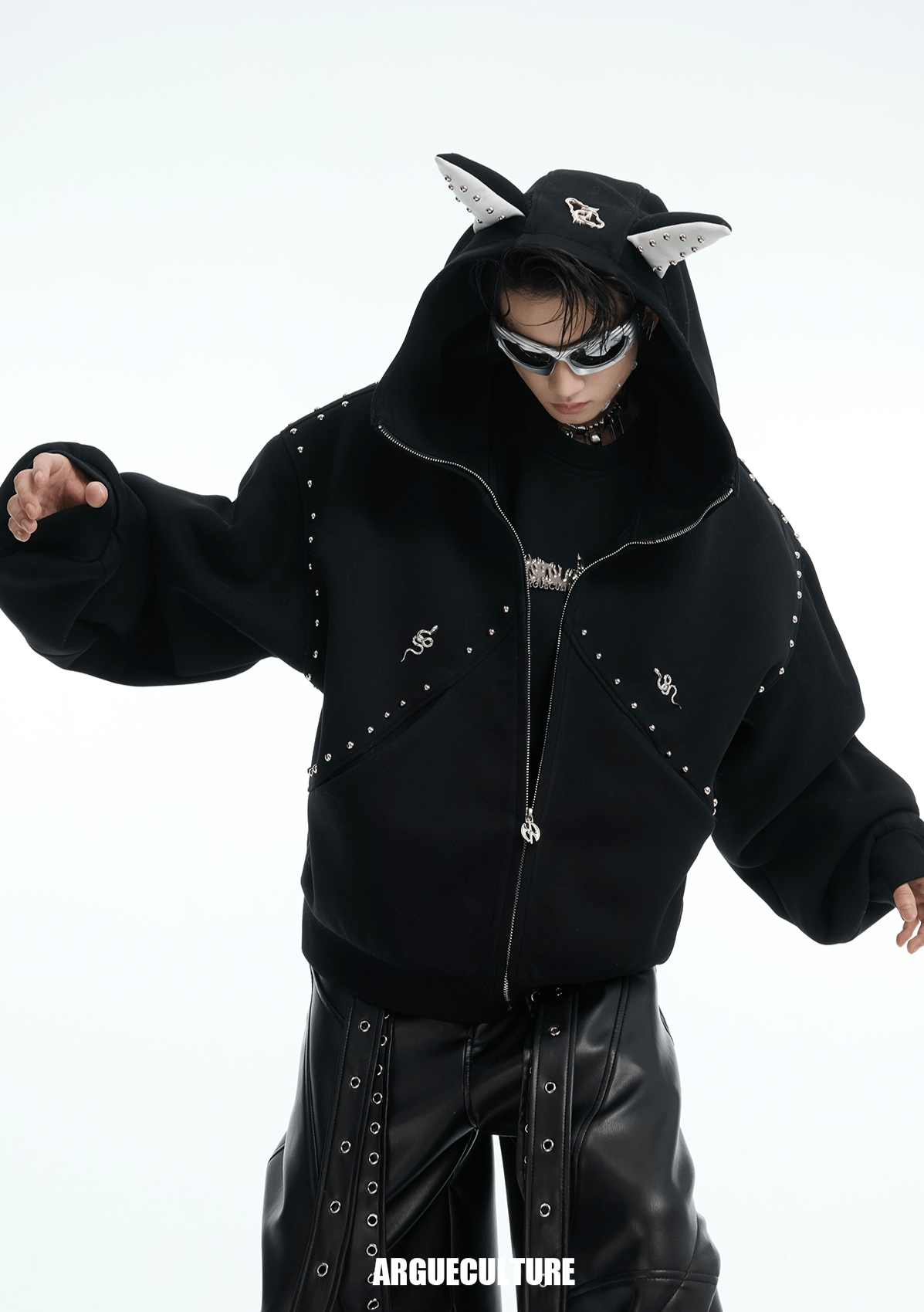Metal Studded Winged Seams Oversized Hoodie - COPPING THREADS - ArguE CulturE