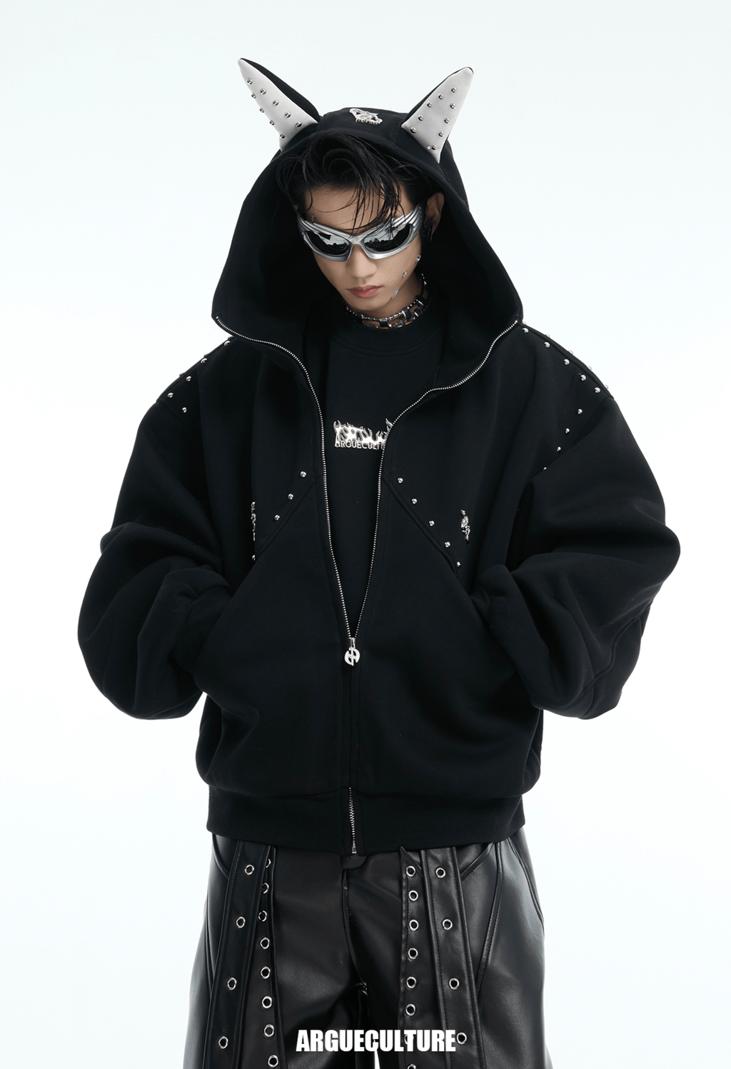 Metal Studded Winged Seams Oversized Hoodie - COPPING THREADS - ArguE CulturE