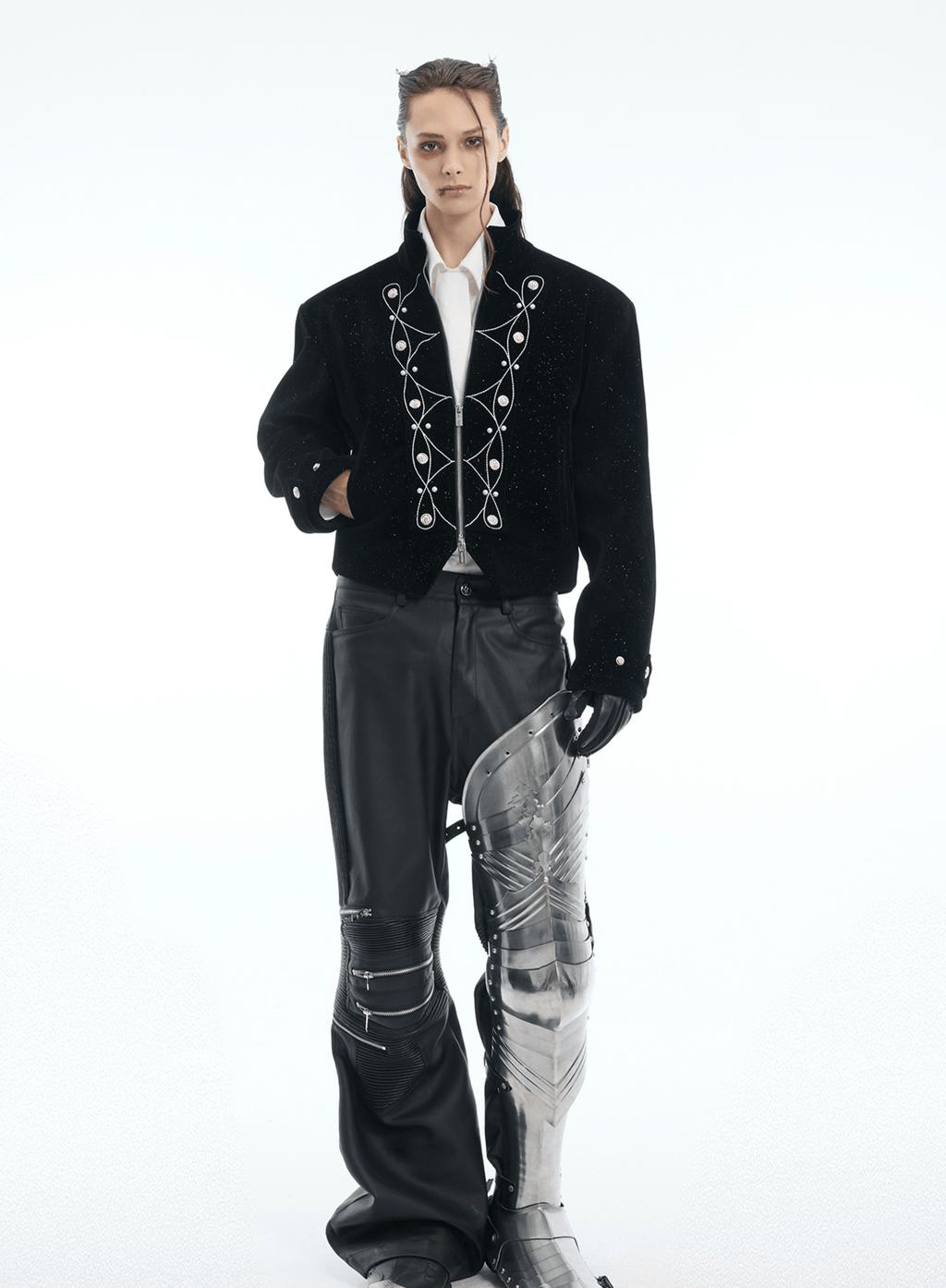 Metallic Button Embellished Cropped Jacket - COPPING THREADS - ArguE CulturE