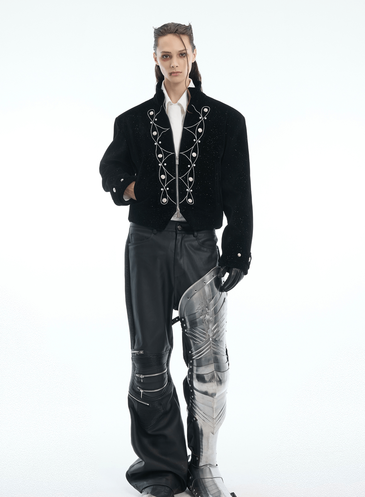 Metallic Button Embellished Cropped Jacket - COPPING THREADS - ArguE CulturE