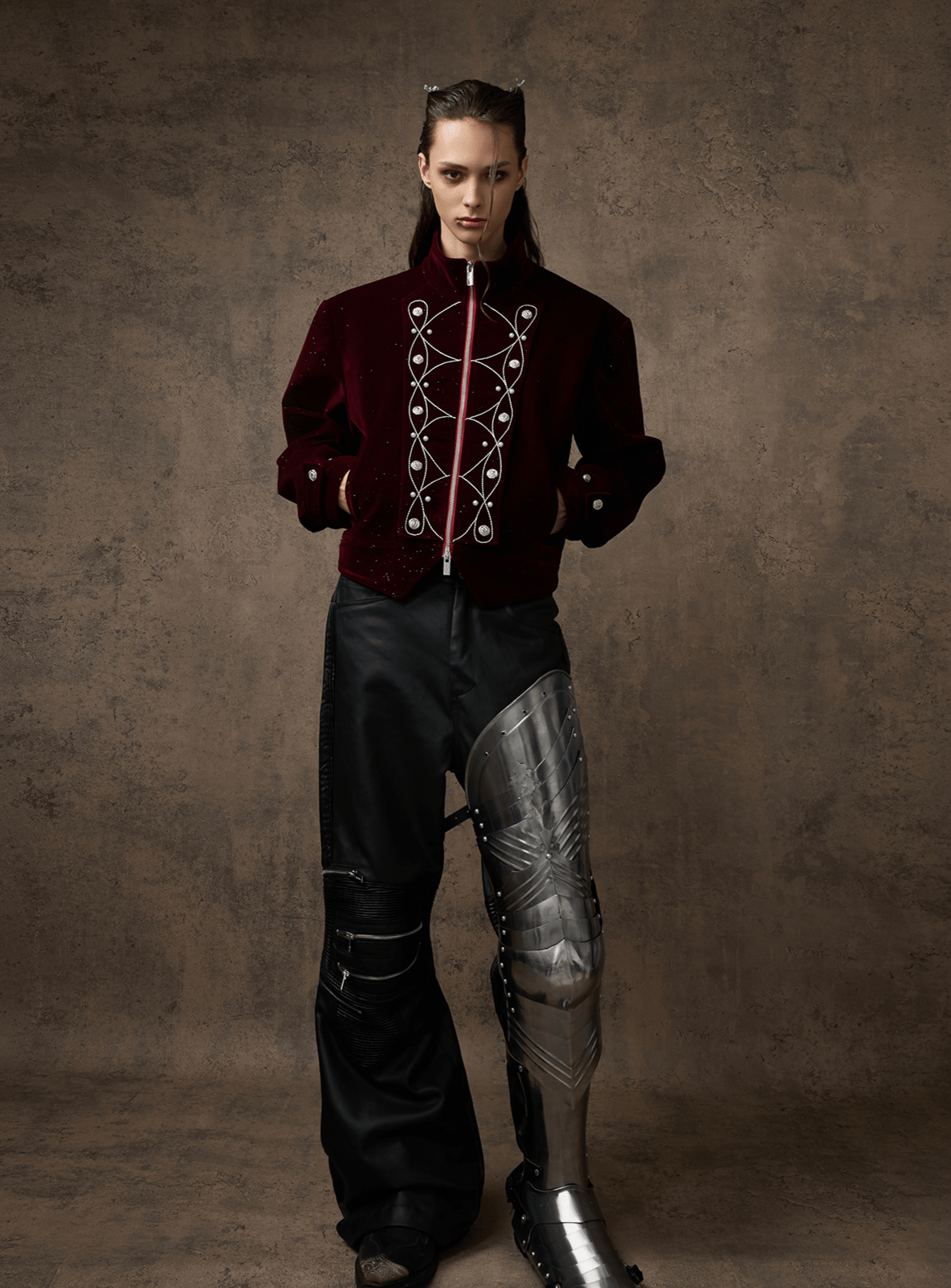 Metallic Button Embellished Cropped Jacket - COPPING THREADS - ArguE CulturE