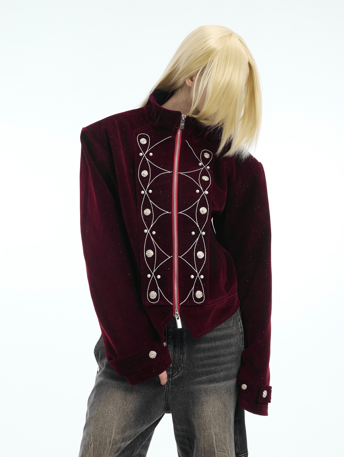 Metallic Button Embellished Cropped Jacket - COPPING THREADS - ArguE CulturE