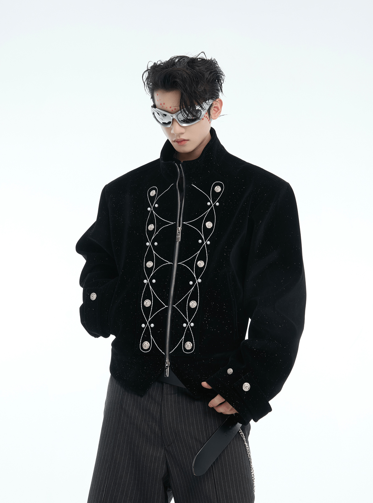 Metallic Button Embellished Cropped Jacket - COPPING THREADS - ArguE CulturE