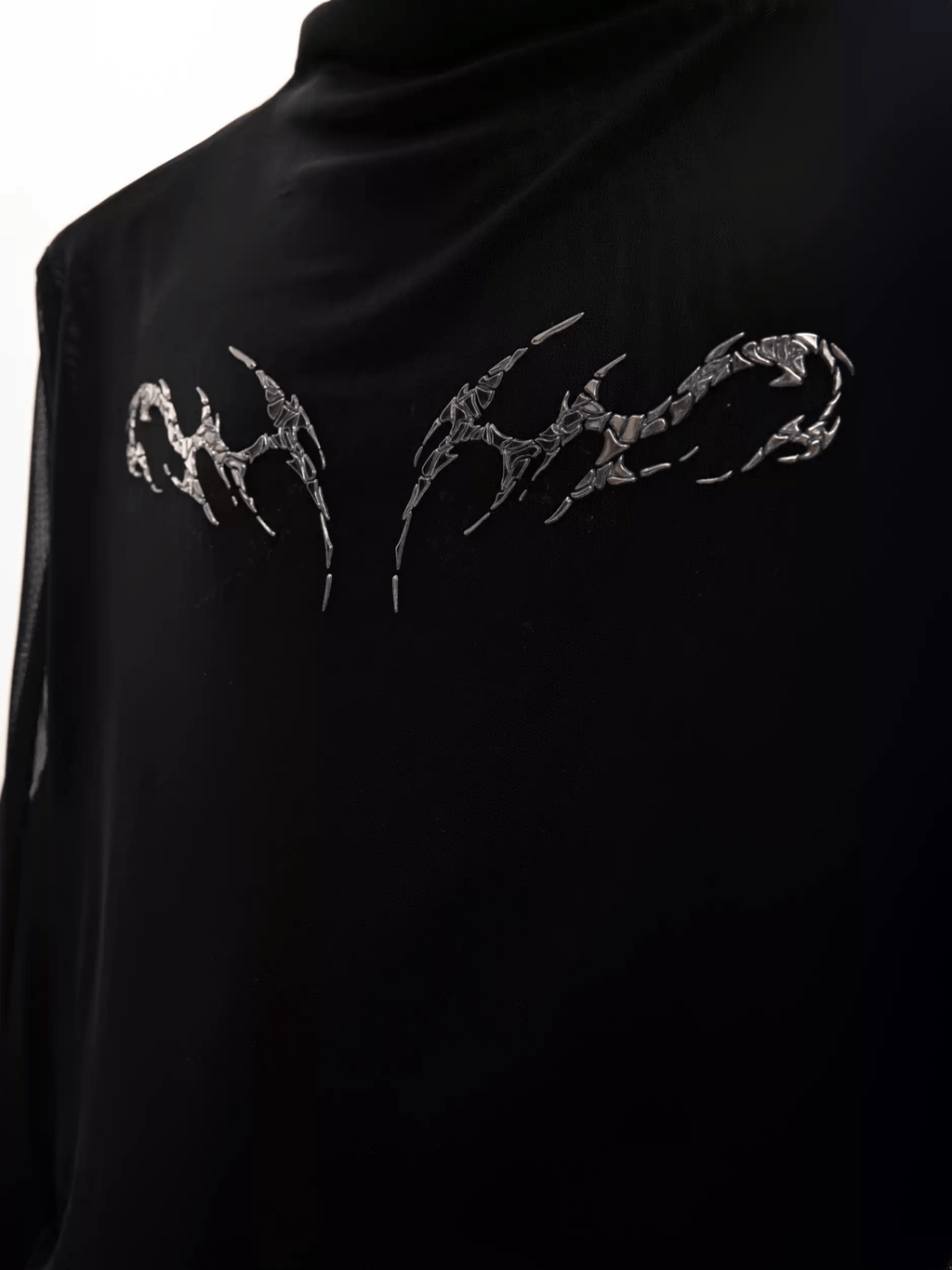 Metallic Flame Graphic Sheer Mesh Long Sleeve Tee - COPPING THREADS - ArguE CulturE
