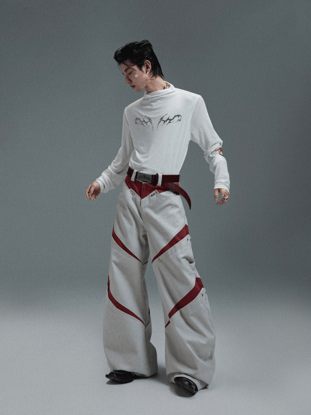 Metallic Flame Graphic Sheer Mesh Long Sleeve Tee - COPPING THREADS - ArguE CulturE