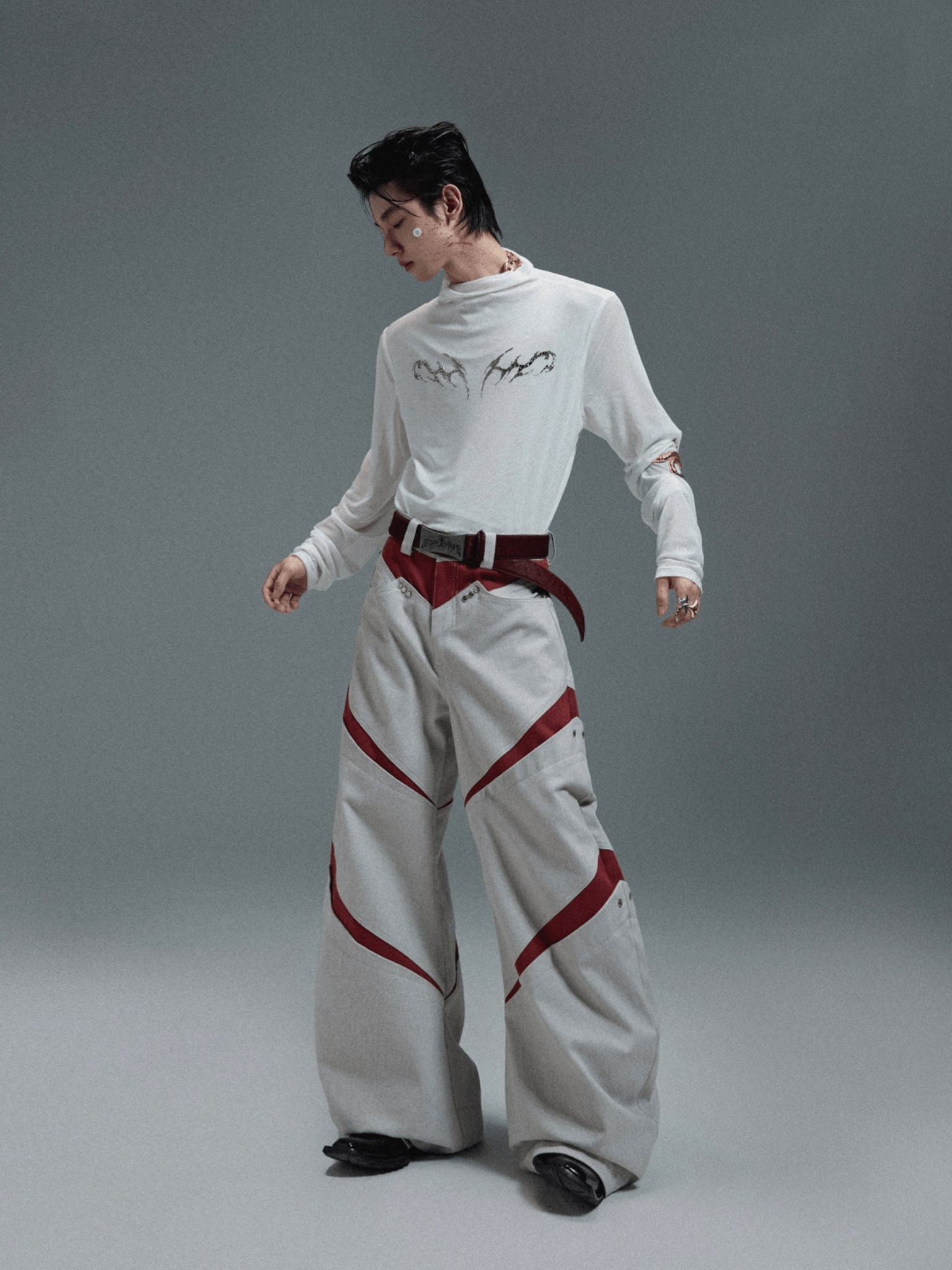 Metallic Flame Graphic Sheer Mesh Long Sleeve Tee - COPPING THREADS - ArguE CulturE