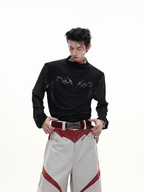 Metallic Flame Graphic Sheer Mesh Long Sleeve Tee - COPPING THREADS - ArguE CulturE