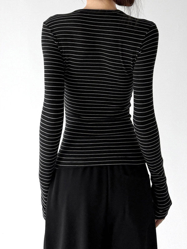 Micro-Stripe Long-Sleeve Top - CT66237 - COPPING THREADS - CT ORIGINALS