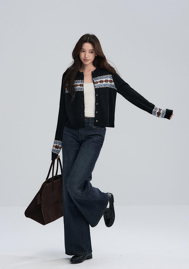 Midnight Stripe Fair Isle Cardigan - COPPING THREADS - CHICISLAND