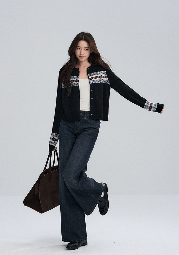 Midnight Stripe Fair Isle Cardigan - COPPING THREADS - CHICISLAND