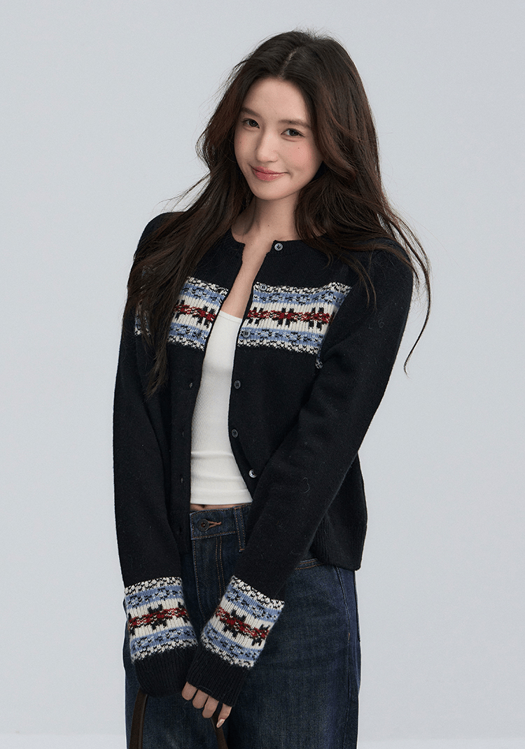 Midnight Stripe Fair Isle Cardigan - COPPING THREADS - CHICISLAND