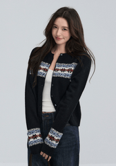 Midnight Stripe Fair Isle Cardigan - COPPING THREADS - CHICISLAND