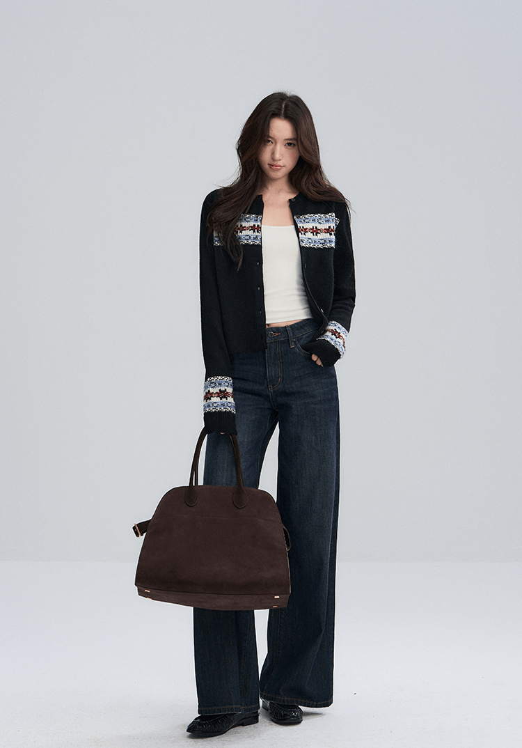 Midnight Stripe Fair Isle Cardigan - COPPING THREADS - CHICISLAND