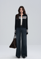 Midnight Stripe Fair Isle Cardigan - COPPING THREADS - CHICISLAND