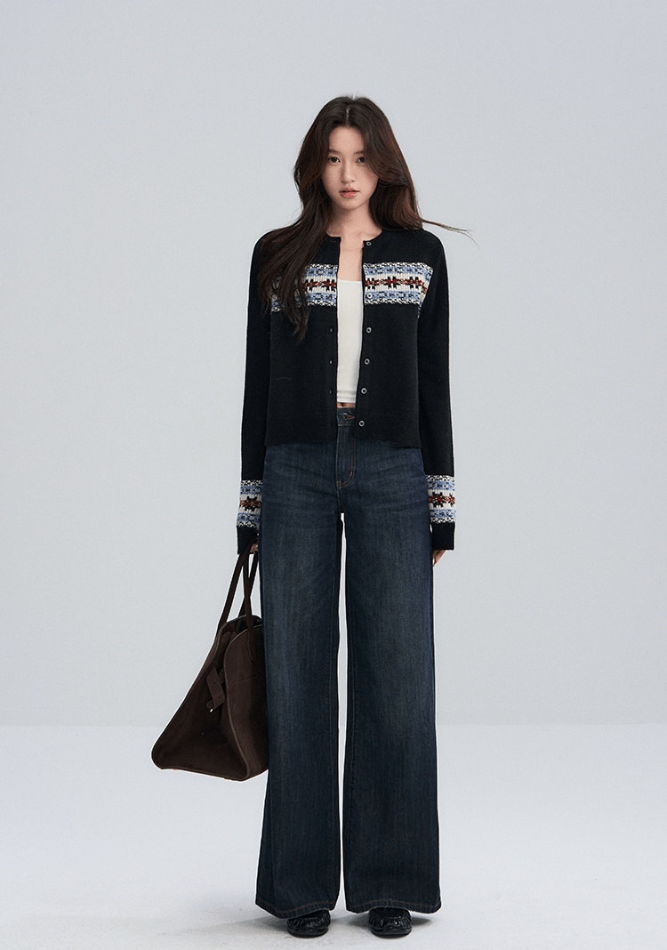 Midnight Stripe Fair Isle Cardigan - COPPING THREADS - CHICISLAND