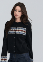 Midnight Stripe Fair Isle Cardigan - COPPING THREADS - CHICISLAND
