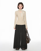 Mock Neck Cutout Bow - Tie Layering Top - COPPING THREADS - CT Select