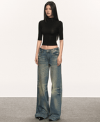 Mock Neck Fitted Half Sleeve Tee - COPPING THREADS - Anna Aneae