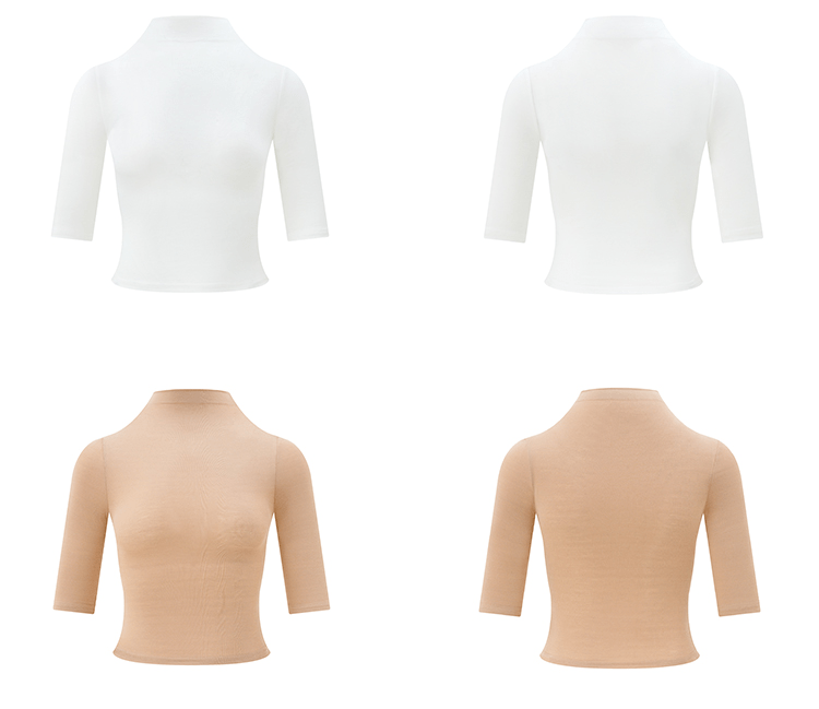 Mock Neck Fitted Half Sleeve Tee - COPPING THREADS - Anna Aneae