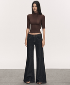 Mock Neck Fitted Half Sleeve Tee - COPPING THREADS - Anna Aneae