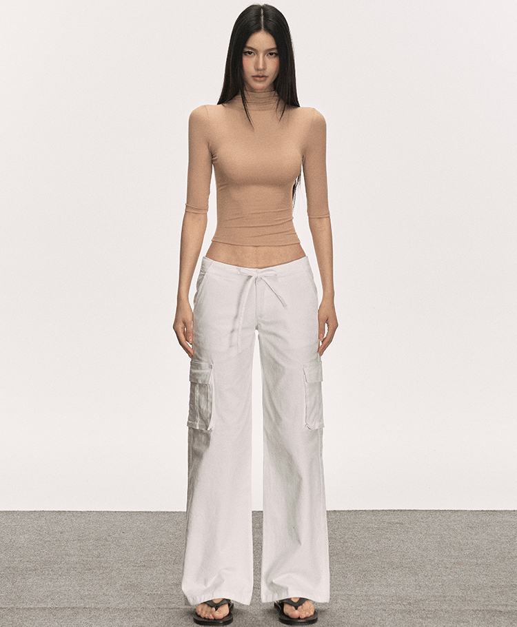 Mock Neck Fitted Half Sleeve Tee - COPPING THREADS - Anna Aneae